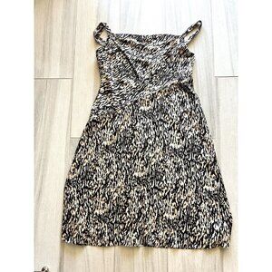 Donna KARAN  Women's Cowl Neck Cocktail  animal Print Dress Black Sz  16